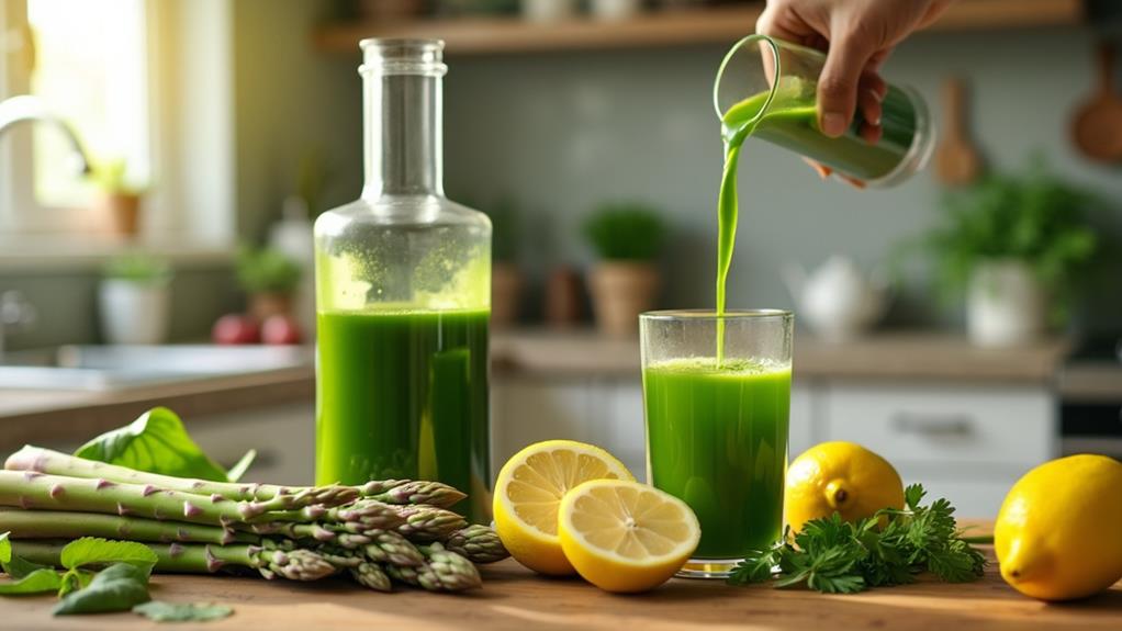 juicing fresh asparagus preparation