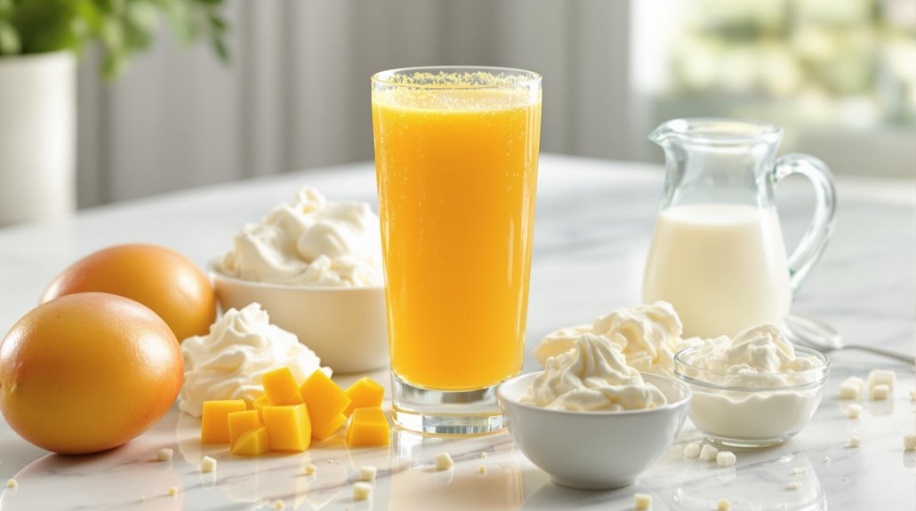 dairy and mango juice mixture