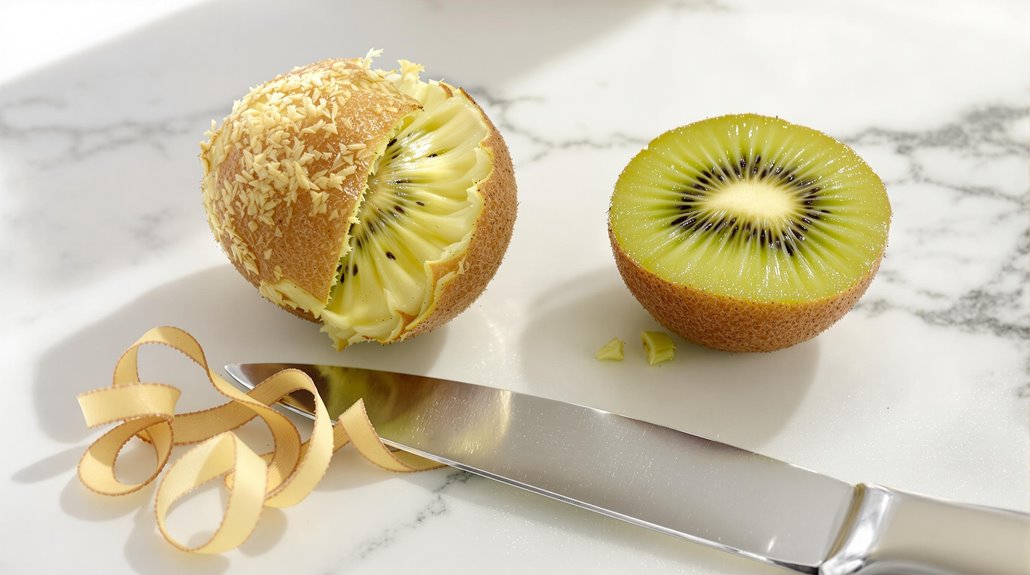 washing and peeling kiwi fruits