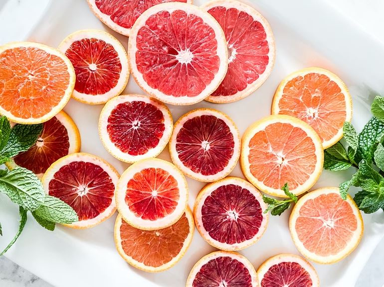 cut grapefruits