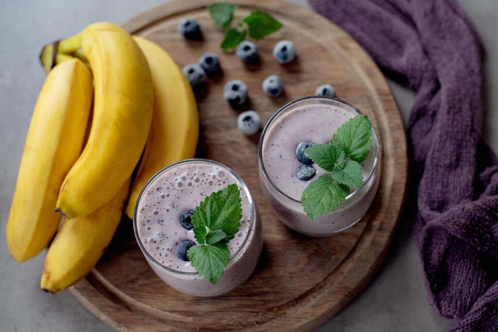 Berry and banana Smoothie in a glass