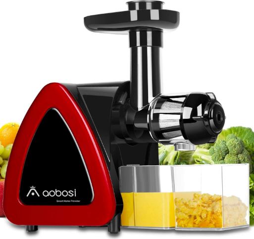 a bright red juicer by Aobosi
