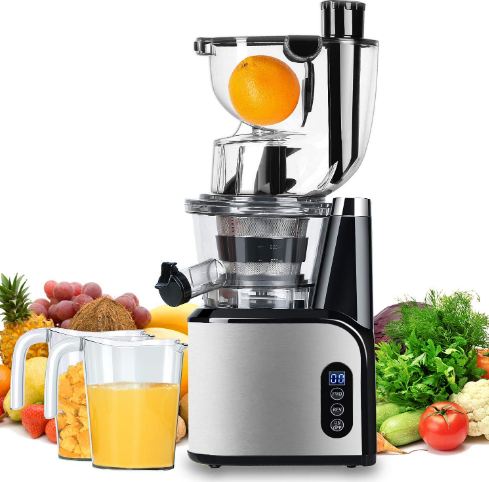 a slow masticating juicer with 83mm chute by Aobosi