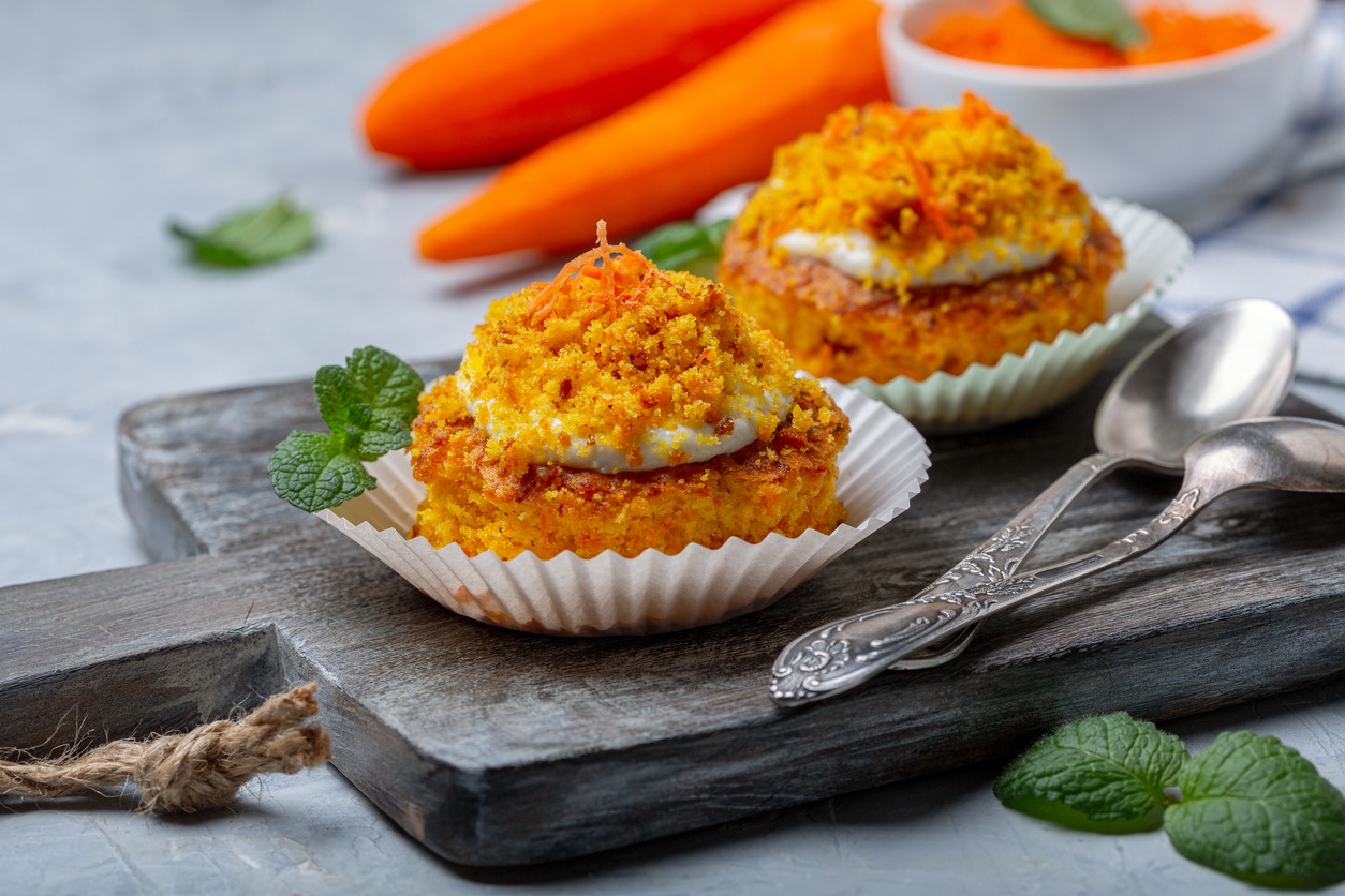 Moist cupcakes with grated carrot pulp a naturally sweet treats